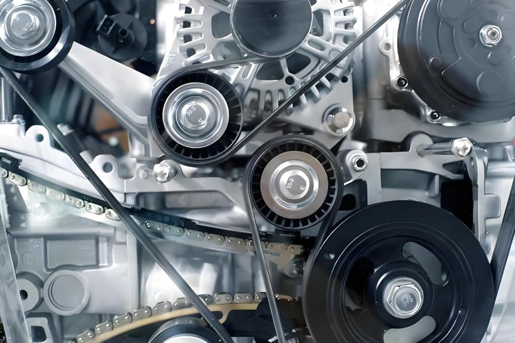 Automotive serpentine belt and pulley accessory drive